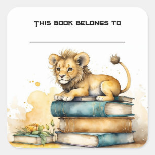 Pegatina Editable de Lion y Libros