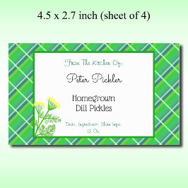 Pegatina editable Green Plaid con Dill y Flowers