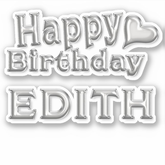 Pegatina Edith Happy Birthday silver Aufkleber Sticker (Anverso)