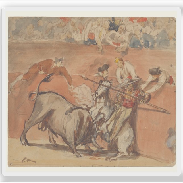 Pegatina Édouard Manet - Lucha de toros (Anverso)