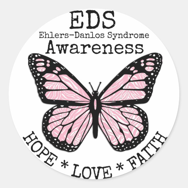 PEGATINA EDS de PInk Zebra Ehlers-Danlos (Anverso)