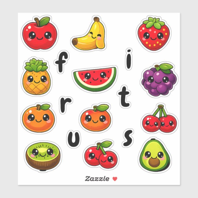 Pegatina Educational Fruit Stickers - Spelling Fun for Kids (Hoja)