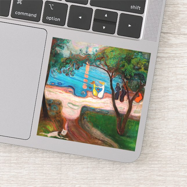 Pegatina Edvard Munch - Baile en la playa (Detalle)