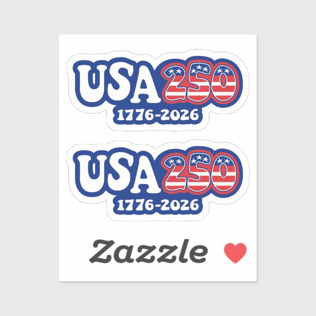 Pegatina EE.UU. 250 - El azul rojo del cumpleaños 250 de Am (Hoja)