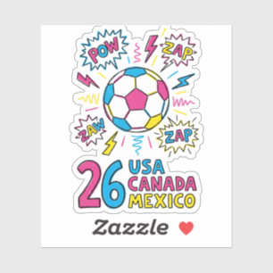 Pegatina EE. UU. Canadá México 2026 Fútbol Estilo Arte Pop