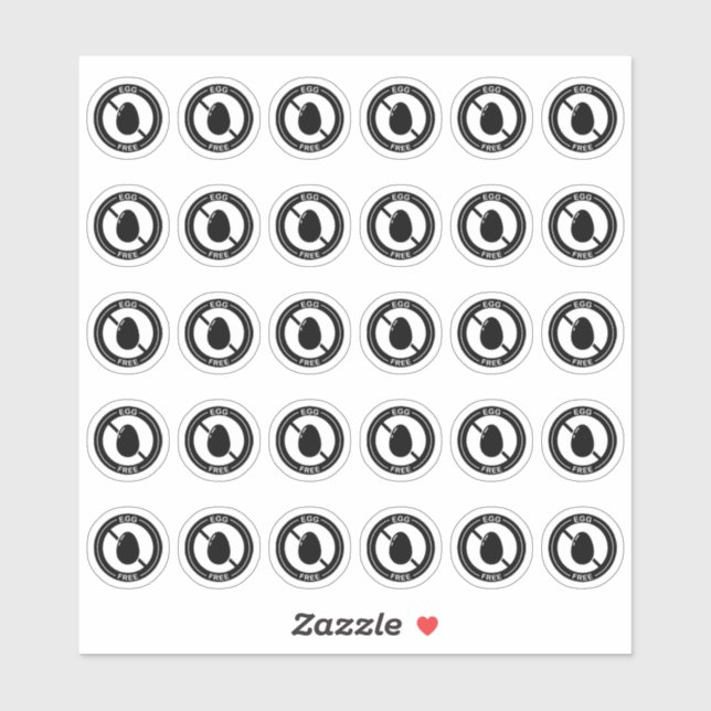 Pegatina Egg Free Wedding Place Card Mini Food Allergy (Hoja)