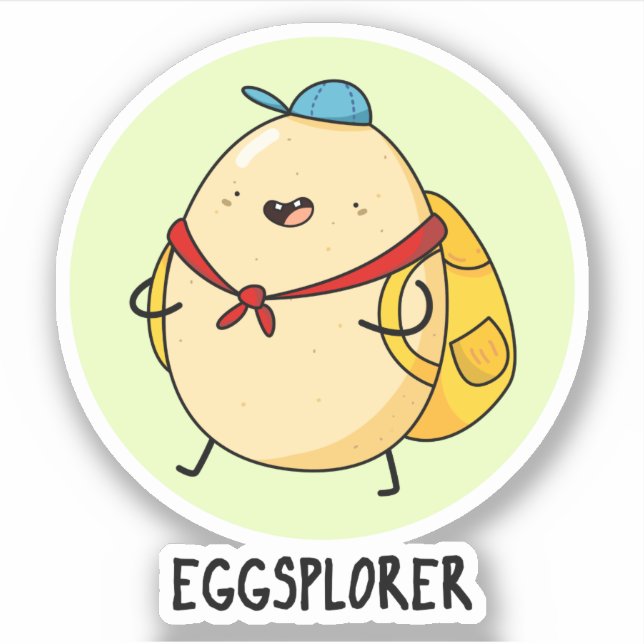 Pegatina Eggsplorer Funny Egg Explorer Pun (Anverso)