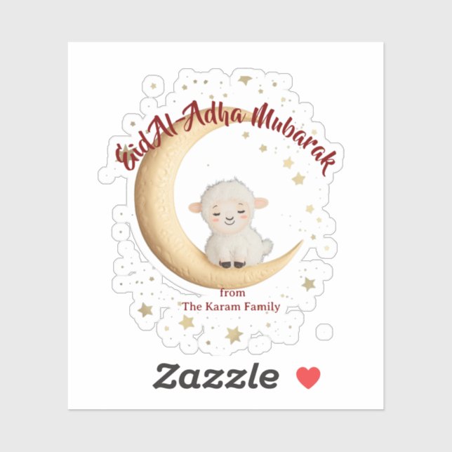 Pegatina Eid Al-Adha Mubarak Pink (Hoja)