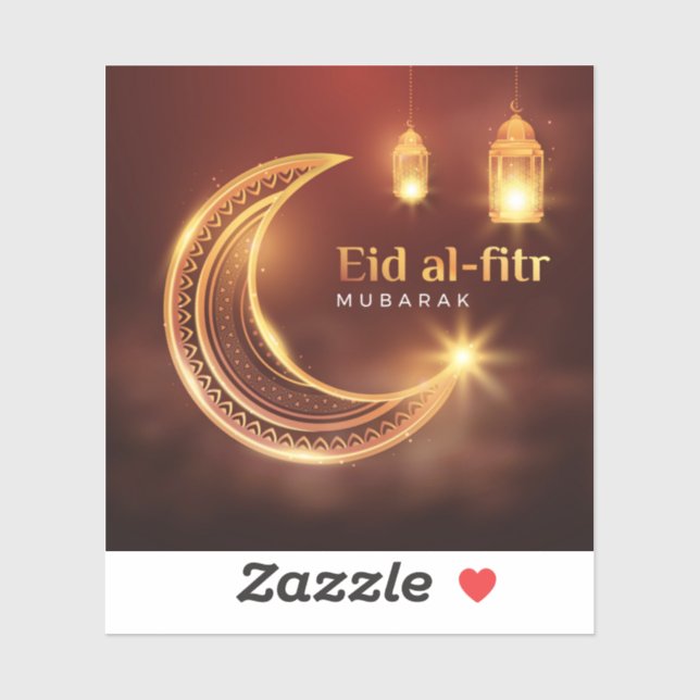 Pegatina Eid Al-Fitr Mubarak (Hoja)