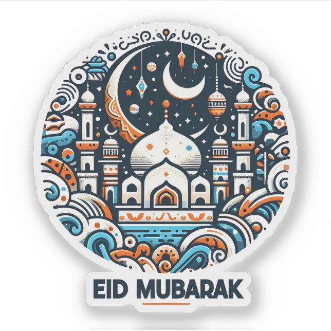 Pegatina Eid Mubarak (Anverso)