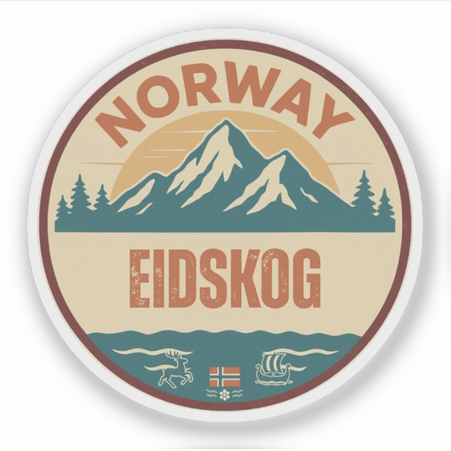 Pegatina Eidskog, Noruega Noruega (Anverso)