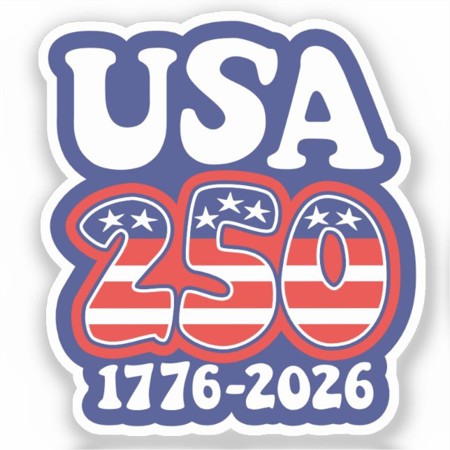 Pegatina El 250 cumpleaños de América - Groovy USA 250 (Anverso)