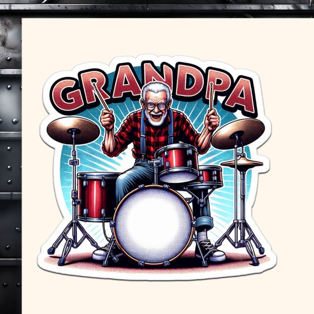 Pegatina El abuelo de Rockin tocando tambores (Subido por el creador)