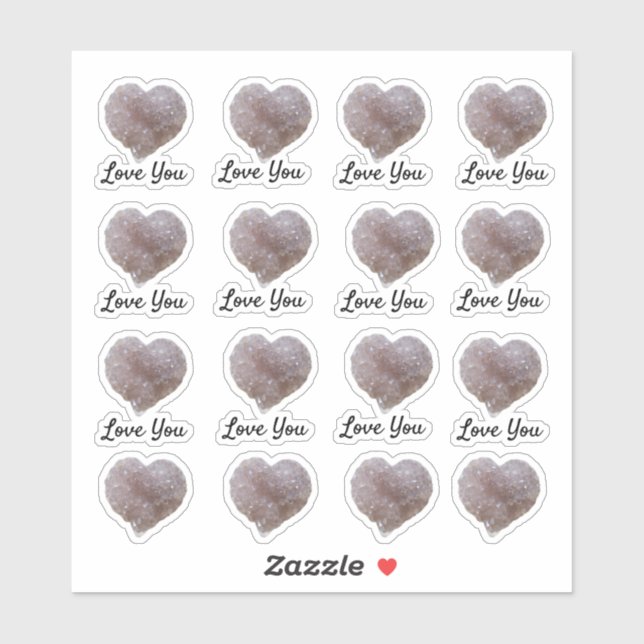 Pegatina El Ametista Rosa Crystal Heart Te Ama (Hoja)