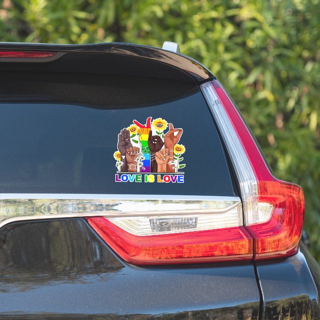 Pegatina El amor arcoiris es amor (Lado del coche)