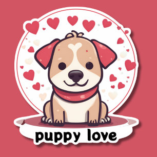 Pegatina El amor de los cachorros es impermeable