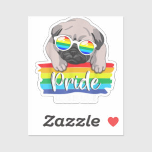 Pegatina El amor es amor el orgullo gay LGBT Mes Pug Dog Lo