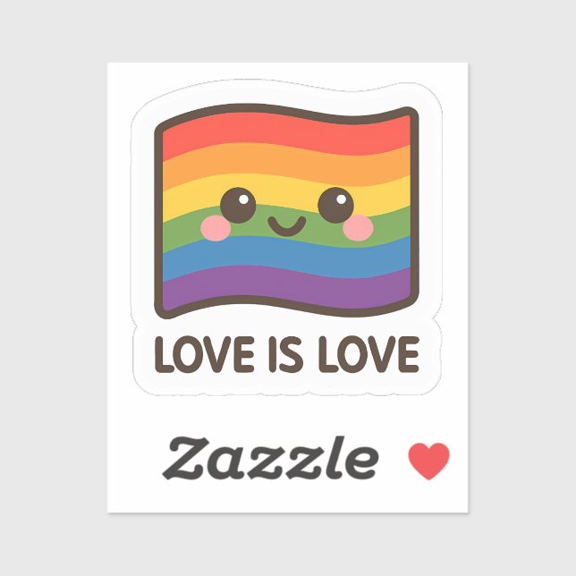 Pegatina El amor es amor - Kawaii Rainbow Design (Hoja)