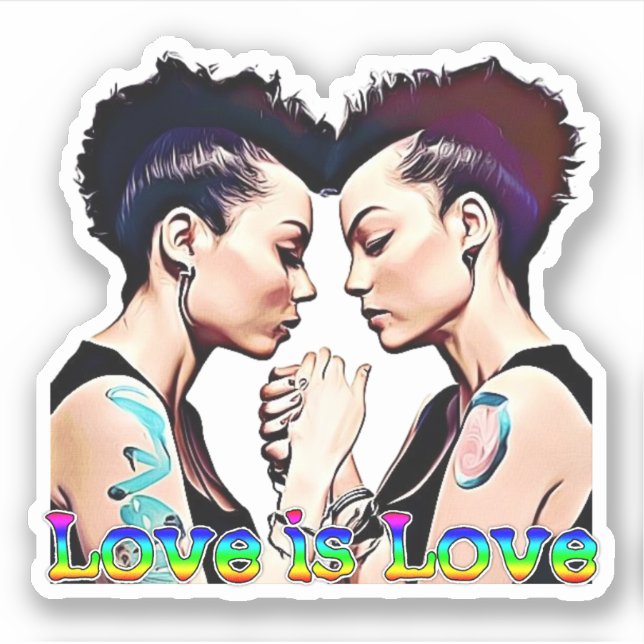 Pegatina El amor es amor Orgullo Lesbiano (Anverso)