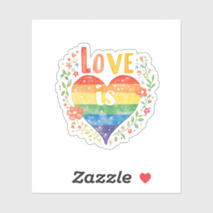 Pegatina El amor es orgullo Corazón de arcoíris El amor es