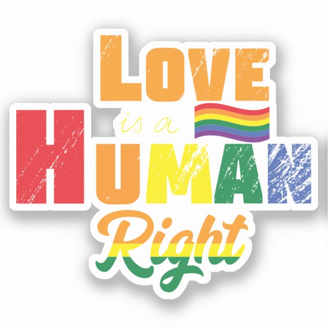 Pegatina El amor es un derecho humano | LGBTQ | Orgullo | A (Anverso)