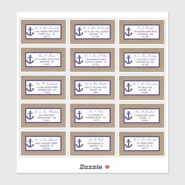 Pegatina El Ancla De La Marina En La Colección De Bodas De  (Hoja)