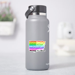 Pegatina El arcoiris de la bandera de los EE.UU. con proble
