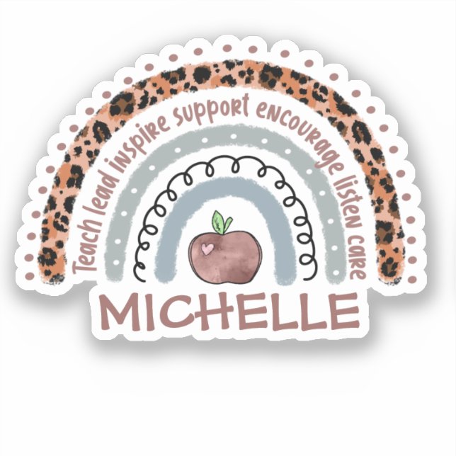 Pegatina El arcoiris de los valores fundamentales del profe (Anverso)