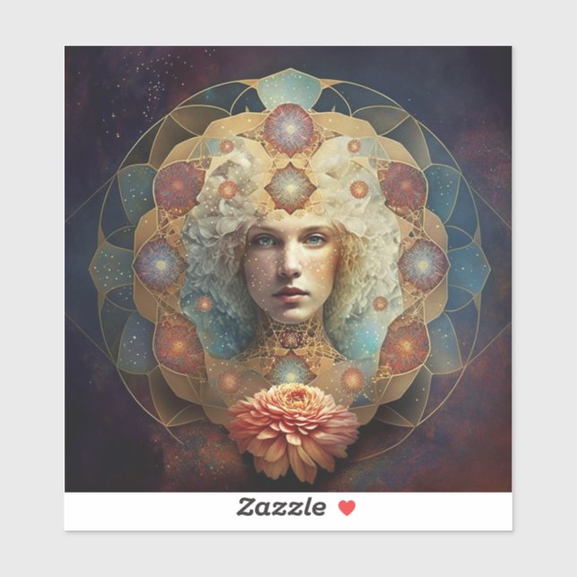 Pegatina El arte visionario de Mandala (Hoja)