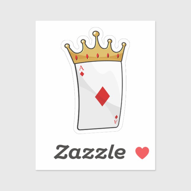 Pegatina El As de Diamantes con la Corona Rey (Hoja)