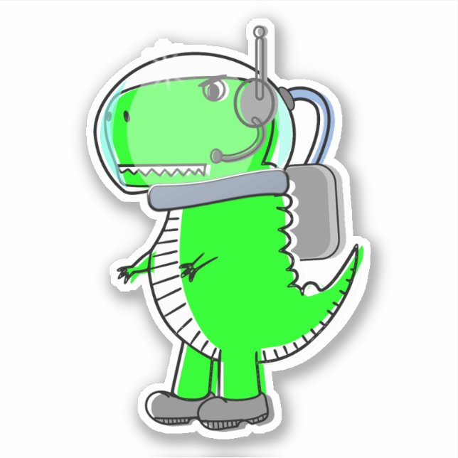 Pegatina El astronauta T-Rex Dinosaurio, rico y enojado (Anverso)
