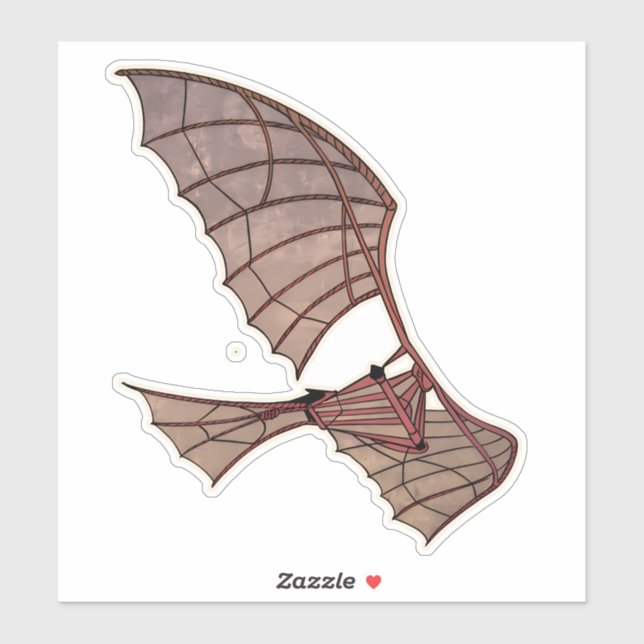 Pegatina El avión volador de Leonardo Da Vinci (Hoja)