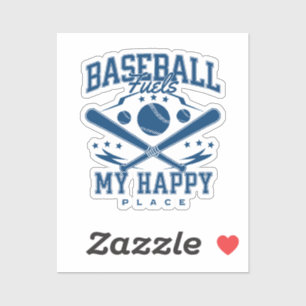 Pegatina El béisbol alimenta mi lugar feliz