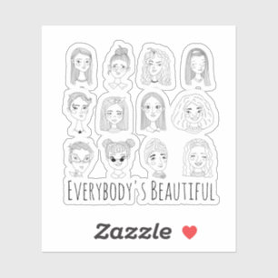 Pegatina El bello arte de doodle feminista de todos