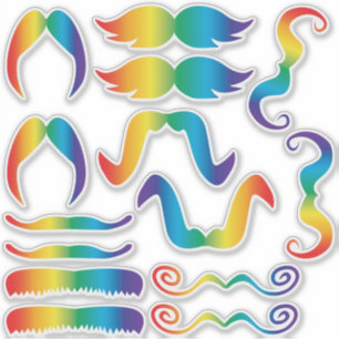 Pegatina El bigote arcoiris variado