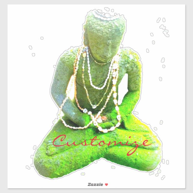 Pegatina El Buda Verde Mossy Medita Thunder_Cove (Hoja)