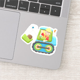 Pegatina El bulldozer de construcción de niños muere corte 