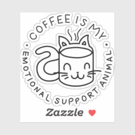 Pegatina El Café Es Mi Apoyo Emocional Animal