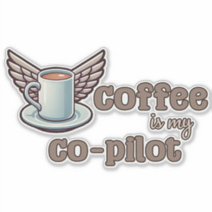 Pegatina El café es mi co-piloto