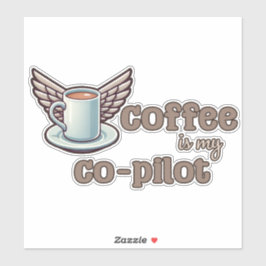 Pegatina El café es mi co-piloto