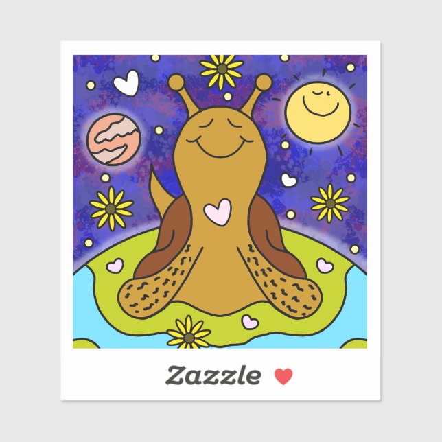 Pegatina El caracol lindo disfruta del Día de la Tierra | V (Hoja)