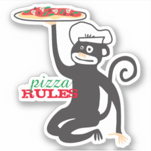 Pegatina El chef del mono Pizza el gorra las reglas de la p