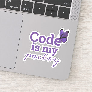 Pegatina El código es mi púrpura programador de poesía