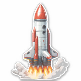 Pegatina El cohete espacial toma vuelo