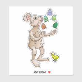 Pegatina El conejo de Pascua empapa con los huevos de Pascu