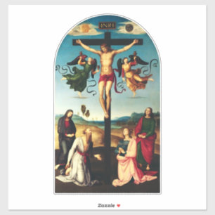 Pegatina El Cristo Crucificado con la Virgen María