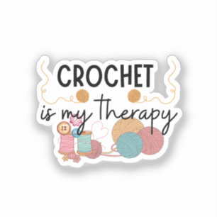 Pegatina El crochet es mi terapia Bolas de hilo Arte