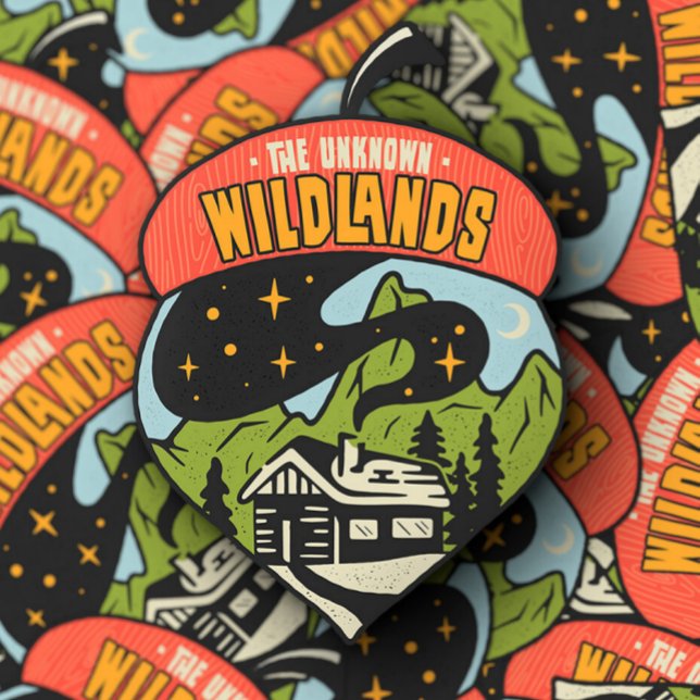 Pegatina El desconocido campamento de tierras silvestres |  (The Unknown Wild lands Camping Sticker by PiggyPrint Stickers.)