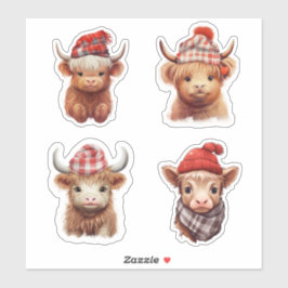 Pegatina El día de San Valentín Cute Baby Highland Cow