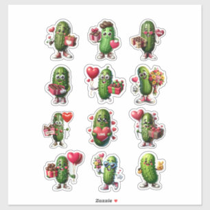 Pegatina El día de San Valentín Cute Pickle
